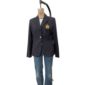 Royal Naval Dark Navy Blue Dress Jacket‎ Sport Coat Crest Blazer Sz M/L